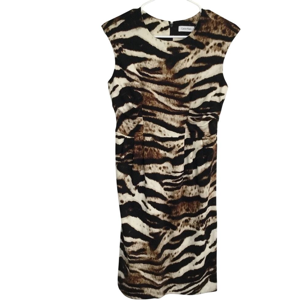 Calvin Klein Animal Print Sheat Dress Sz 4